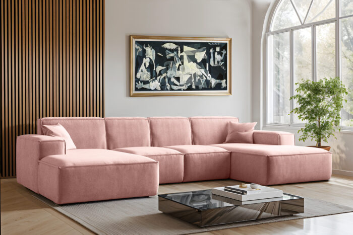 Sofa U-Form Siena, U-förmiges Ecksofa, Stoff Salvador