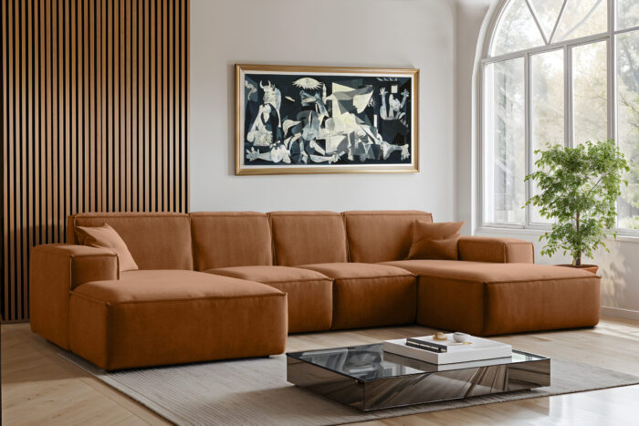 Sofa U-Form Siena, U-förmiges Ecksofa, Stoff Salvador