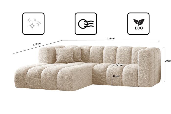 Ecksofa, L-form Sofa Grand modular stoff Haga