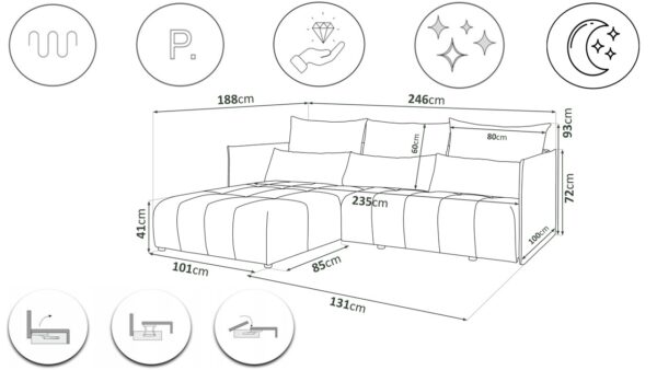 Ecksofa, Sofa L form, Couch L form Hannover L stoff Castel – Bild 36