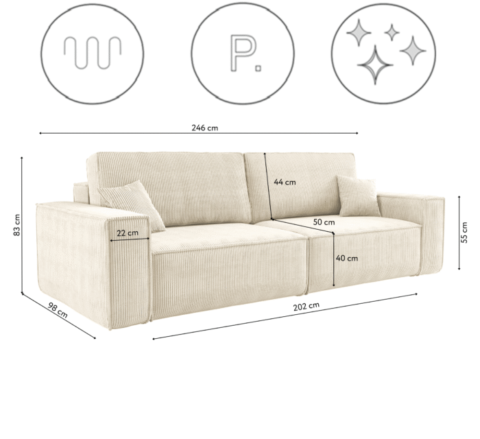 Schlafsofa BEST und Bettkasten Stoff Poso