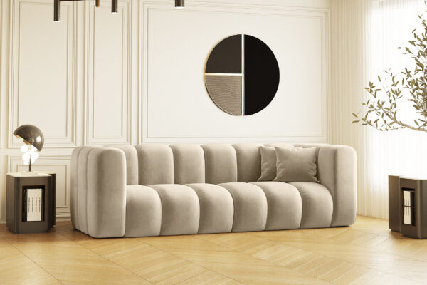 Couch, Dreisitzer-Sofa Grand Modular Stoff Salvador