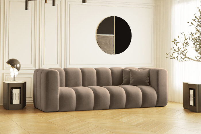Couch, Dreisitzer-Sofa Grand Modular Stoff Salvador