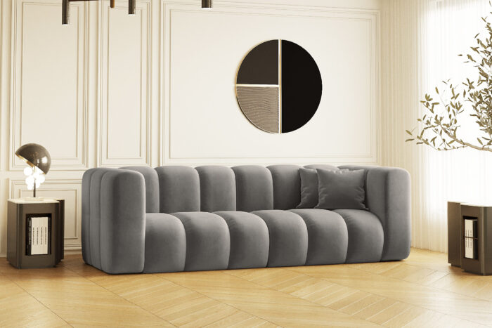 Couch, Dreisitzer-Sofa Grand Modular Stoff Salvador