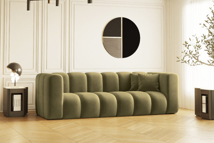 Couch, Dreisitzer-Sofa Grand Modular Stoff Salvador