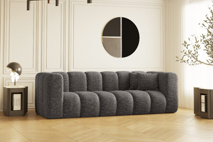 Couch, Dreisitzer-Sofa Grand Modular Stoff Haga