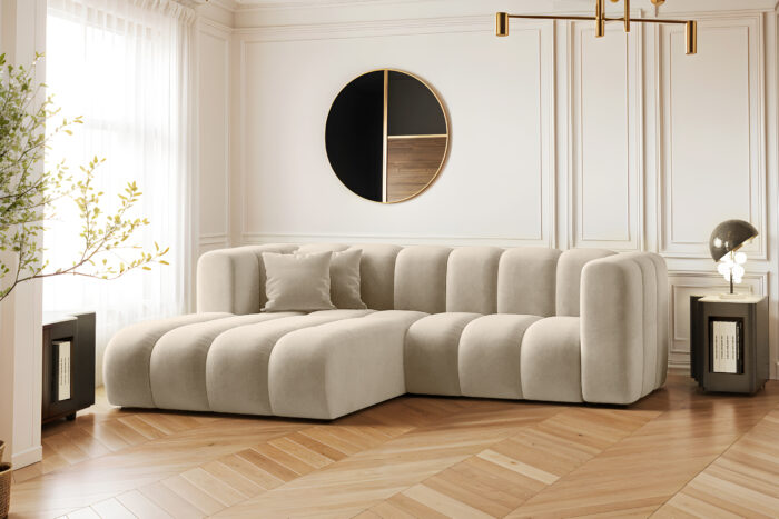Ecksofa, L-from, Sofa Grand modular stoff Salvador