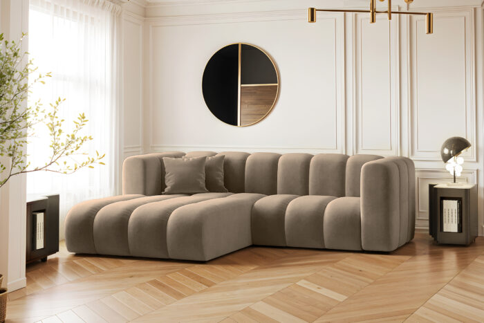 Ecksofa, L-from, Sofa Grand modular stoff Salvador
