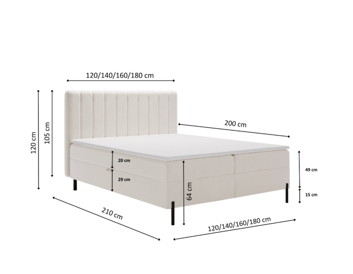 Kontinentalbett Panama mit Bettkästen Stoff Komodo