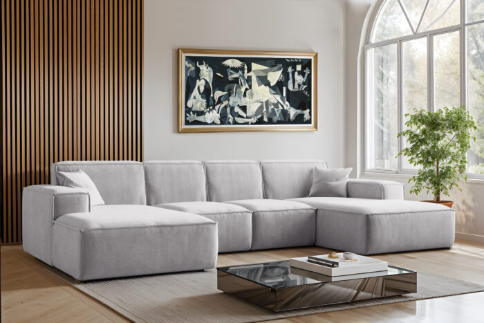 Sofa U-Form Siena, U-förmiges Ecksofa, Stoff Salvador