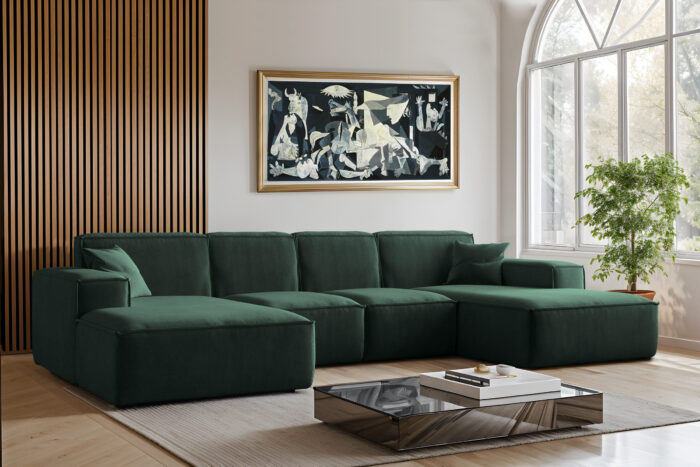 Sofa U-Form Siena, U-förmiges Ecksofa, Stoff Salvador