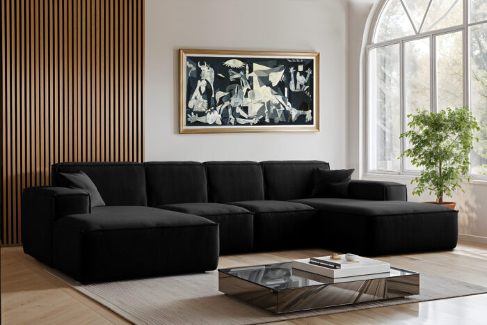 Sofa U-Form Siena, U-förmiges Ecksofa, Stoff Salvador