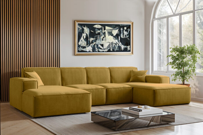 Sofa U-Form Siena, U-förmiges Ecksofa, Stoff Salvador