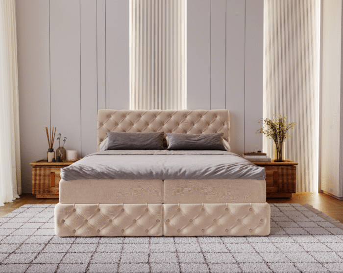 Chesterfield-Kontinentalbett Luxury Stoff Royal Velvet