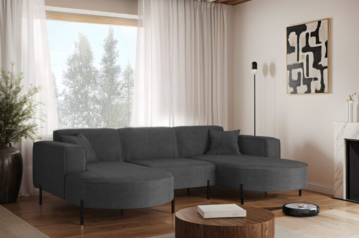 Ecksofa, Sofa Designer Modena U Rein stoff Noel