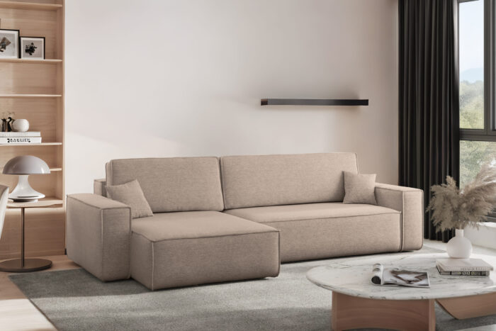 Ecksofa mit schlaffunktion und bettkasten, Eckcouch Best XL stoff Verita
