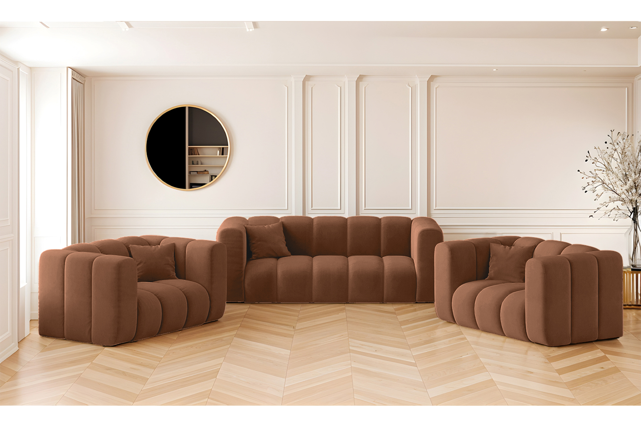 Sofagarnitur 2+1+1 Couchgarnitur serie Grand stilvol, Stoff Salvador