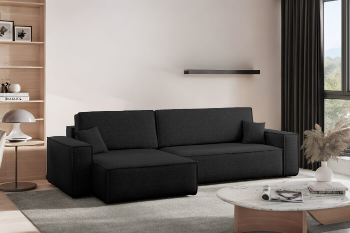 Ecksofa mit schlaffunktion und bettkasten, Eckcouch Best XL stoff Verita