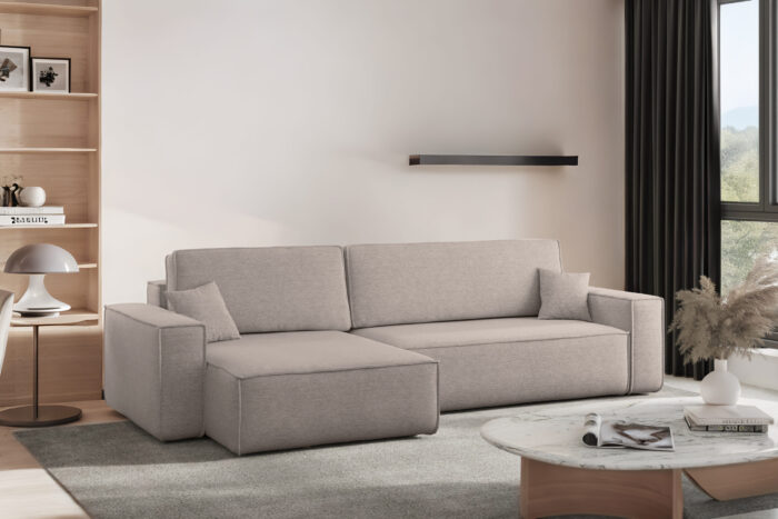 Ecksofa mit schlaffunktion und bettkasten, Eckcouch Best XL stoff Verita