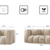 Sofagarnitur 2+1+1 Couchgarnitur serie Grand stilvol, Stoff Haga