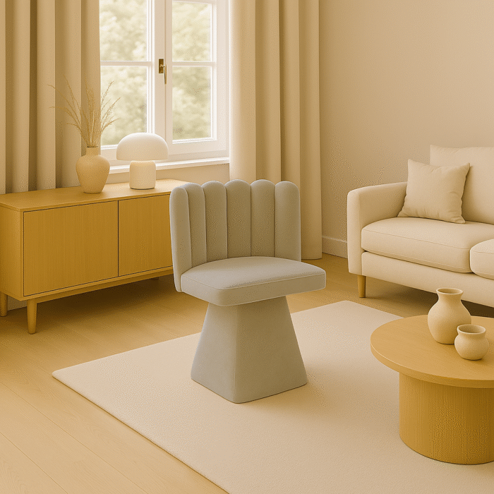 Stuhl Savio ist ein Möbelstück mit einer einzigartigen Form, stoff Riviera