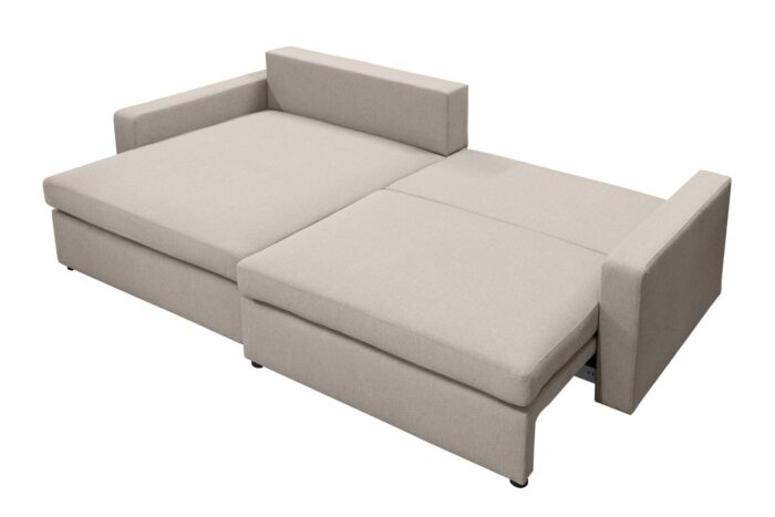 Ecksofa mit Schlaffunktion und Bettzeugablage LUBEKA, Stoff Faro