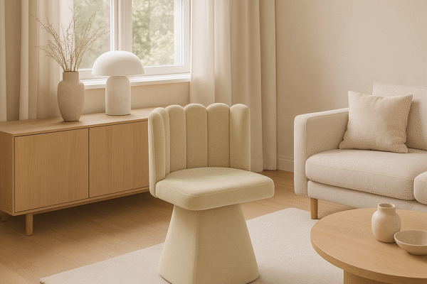 Stuhl Savio ist ein Möbelstück mit einer einzigartigen Form, stoff Riviera