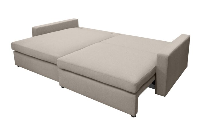 Ecksofa mit Schlaffunktion und Bettzeugablage LUBEKA, Stoff Faro