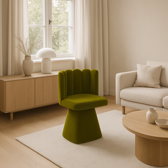 Stuhl Savio ist ein Möbelstück mit einer einzigartigen Form, stoff Riviera