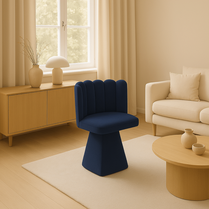 Stuhl Savio ist ein Möbelstück mit einer einzigartigen Form, stoff Riviera