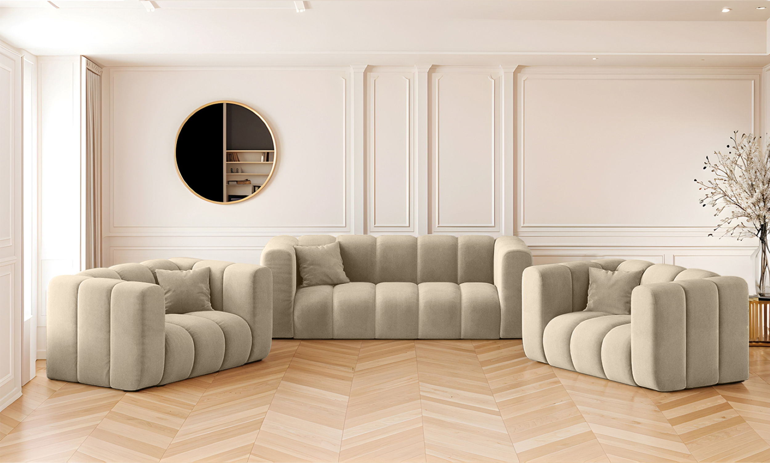 Sofagarnitur 2+1+1 Couchgarnitur serie Grand stilvol, Stoff Salvador – Bild 3