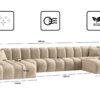 Beige Ecksofa, U-from, Sofa Grand U XL modular stoff Salvador