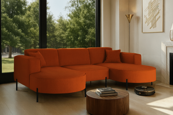 Ecksofa, Sofa Designer Modena U Rein stoff Poso