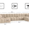 Ecksofa, U-form Sofa Grand U XL modular stoff Haga