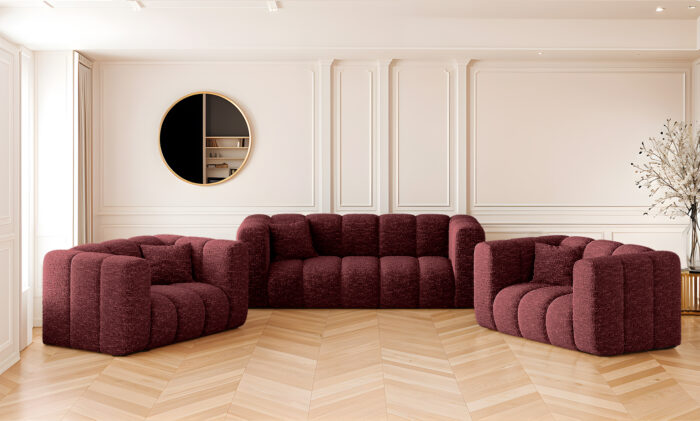 Sofagarnitur 2+1+1 Couchgarnitur serie Grand stilvol, Stoff Haga