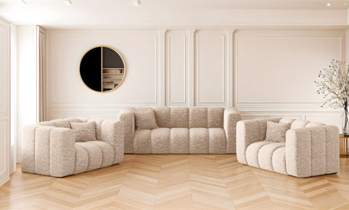 Sofagarnitur 2+1+1 Couchgarnitur serie Grand stilvol, Stoff Haga