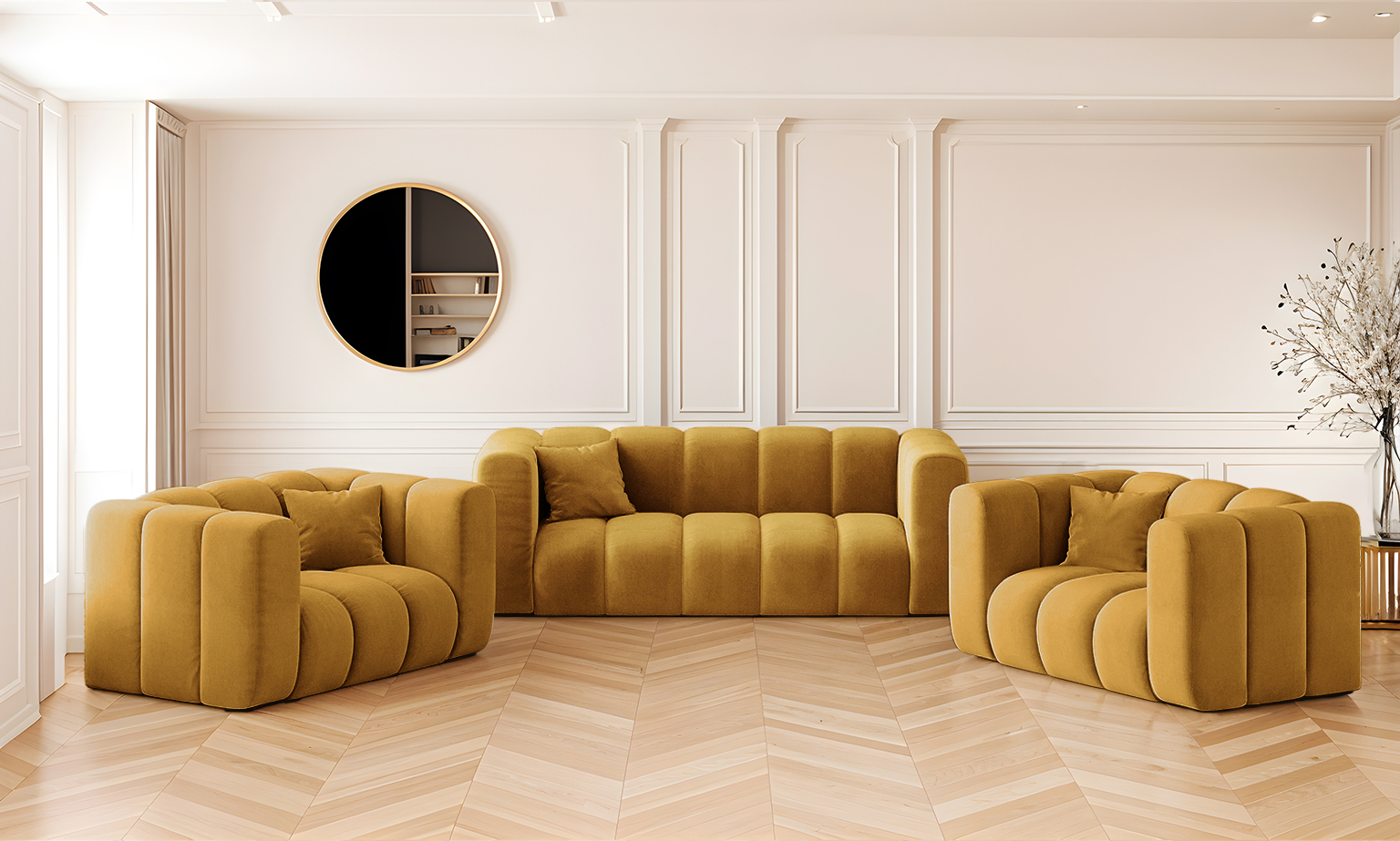 Sofagarnitur 2+1+1 Couchgarnitur serie Grand stilvol, Stoff Salvador – Bild 5