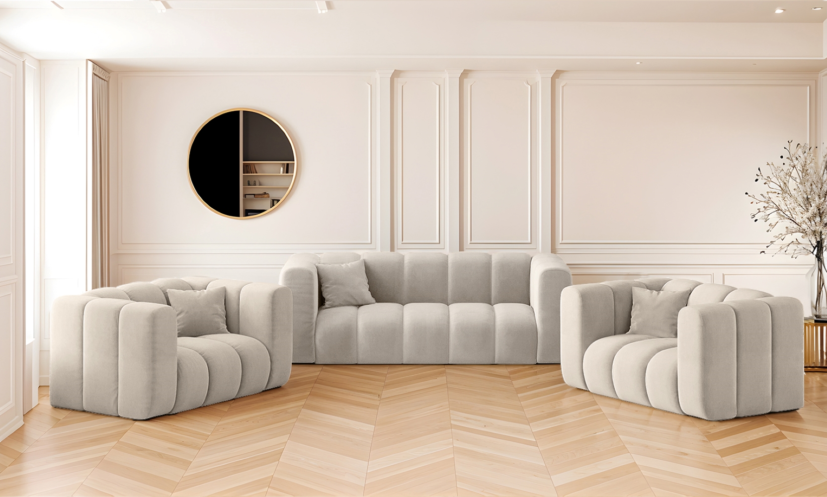 Sofagarnitur 2+1+1 Couchgarnitur serie Grand stilvol, Stoff Salvador – Bild 2