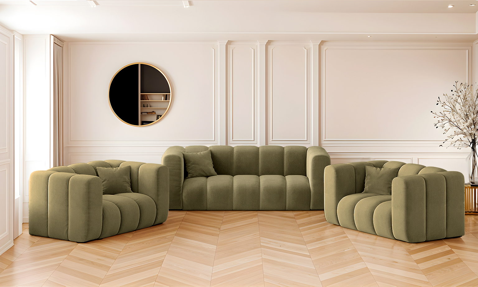 Sofagarnitur 2+1+1 Couchgarnitur serie Grand stilvol, Stoff Salvador – Bild 7