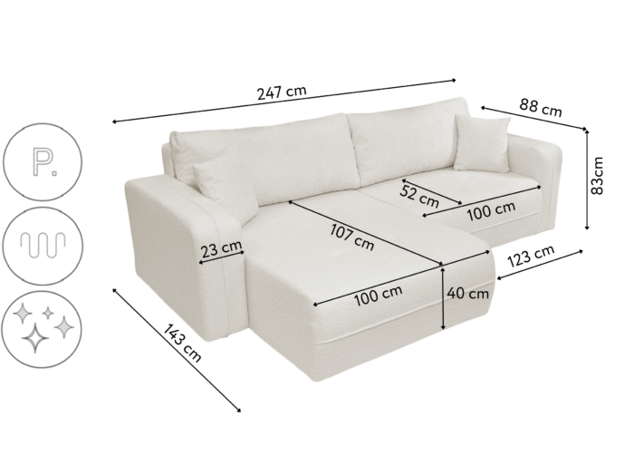 Ecksofa Oreo in L-Form mit Bettkasten und Schlaffunktion Quelle-Stoff
