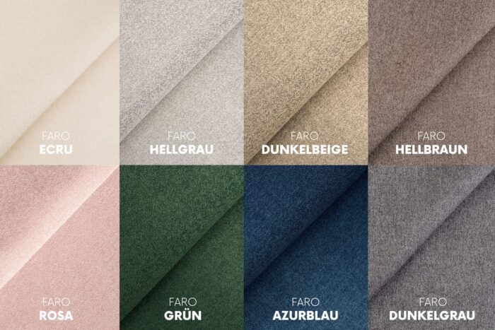 Ecksofa mit Schlaffunktion und Bettzeugablage LUBEKA, Stoff Faro