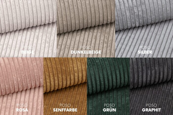 Ecksofa mit Schlaffunktion und Bettzeugablage LUBEKA, Stoff Poso