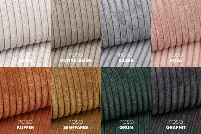 Ecksofa, Sofa Designer Modena U Rein stoff Poso