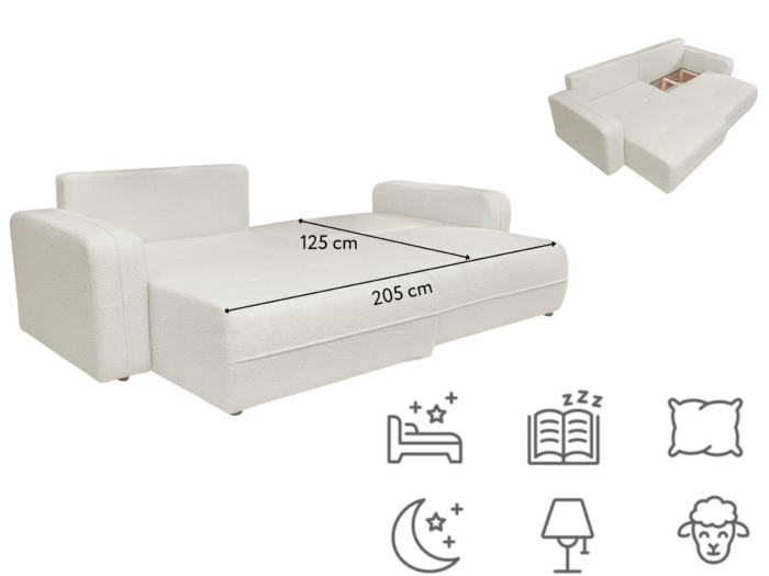 Ecksofa Oreo in L-Form mit Bettkasten und Schlaffunktion Quelle-Stoff