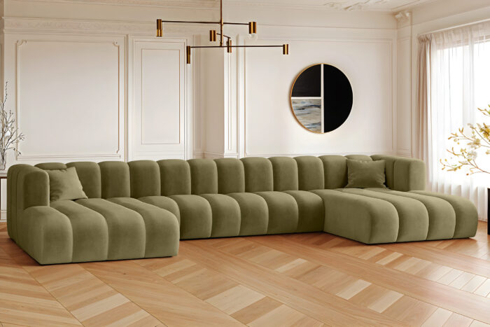 Ecksofa, U-from, Sofa Grand U XL modular stoff Salvador
