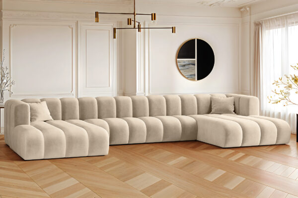 Ecksofa, U-from, Sofa Grand U XL modular stoff Salvador