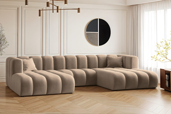 Ecksofa, U-from, Sofa Grand modular stoff Salvador