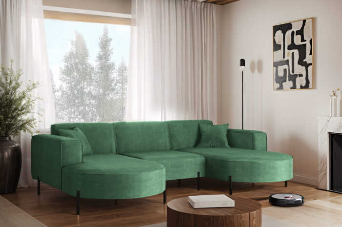 Ecksofa, Sofa Designer Modena U Rein stoff Noel