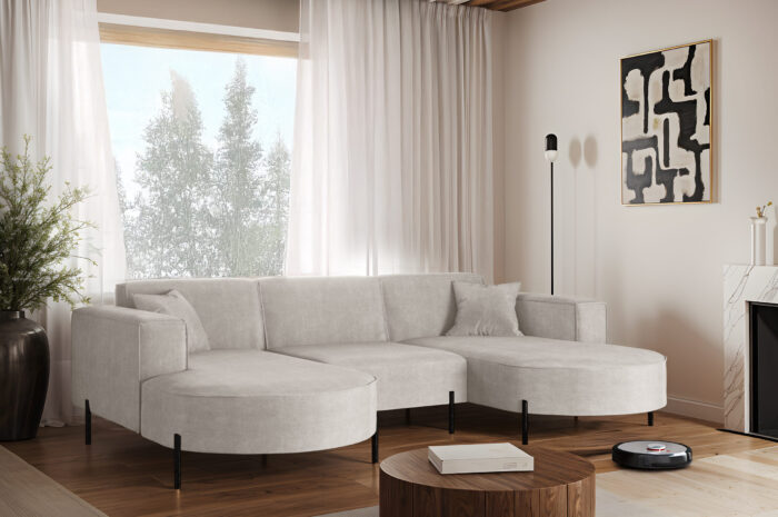 Ecksofa, Sofa Designer Modena U Rein stoff Noel