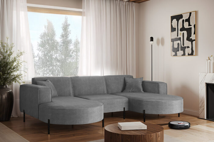 Ecksofa, Sofa Designer Modena U Rein stoff Noel
